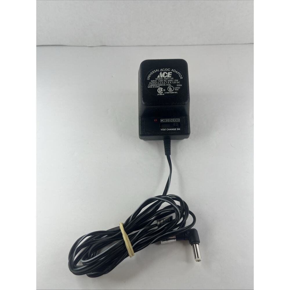 Ace 3001120 Universal AC-DC Power Adapter 3, 4, 5, 6, 7.5, 9, 12V DC 500mA